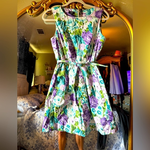 Talbots Dresses & Skirts - Talbots Floral Midi Dress - Purple and Green